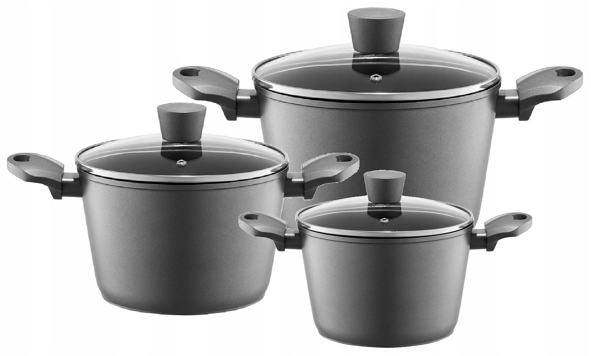 AMBITION VERSO KPL GARNKÓW Z POKRYWAMI 20, 24, 28 CM ALUMINIUM INDUKCJA