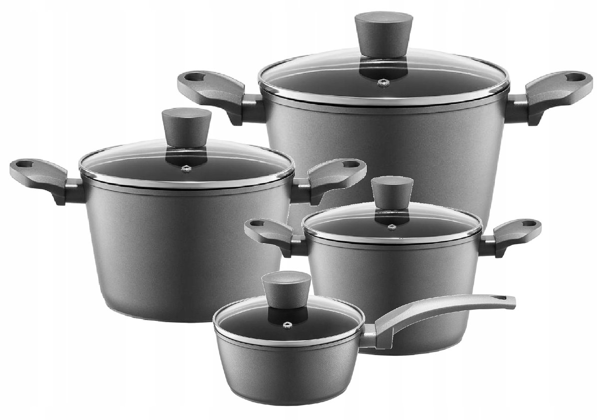AMBITION VERSO KPL GARNKÓW Z POKRYWAMI 16, 20, 24, 28 CM ALUMINIUM INDUKCJA