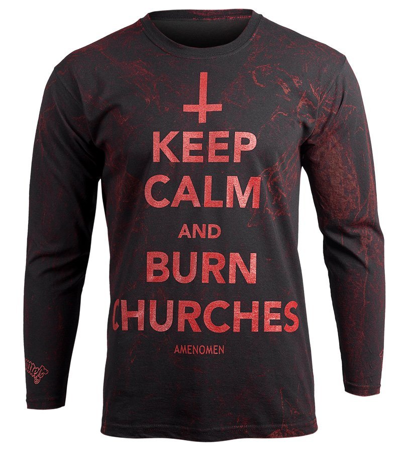 longsleeve AMENOMEN - KEEP CALM AND BURN CHURCHES (OMEN069LO ALLPRINT RED)-M