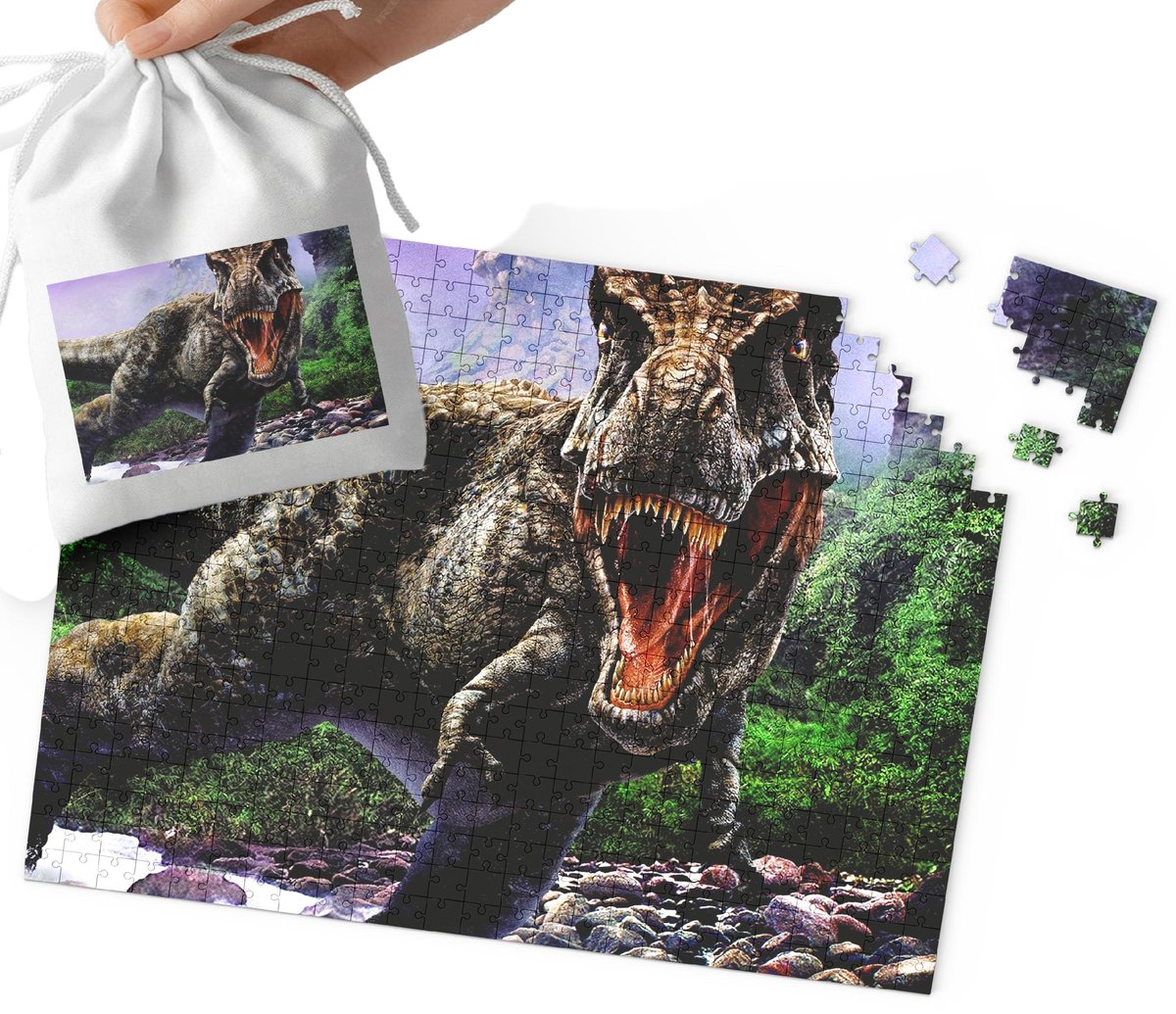 Puzzle Tradycyjne - Dino Dinozaury Wzory Prezent Na Święta 252El + Woreczek