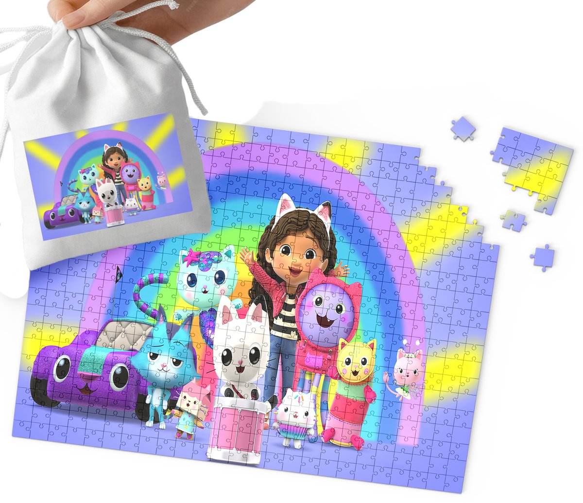 Puzzle - Koci Domek Gabi Wzory Z Bajek Dla Dzieci 96El + Woreczek