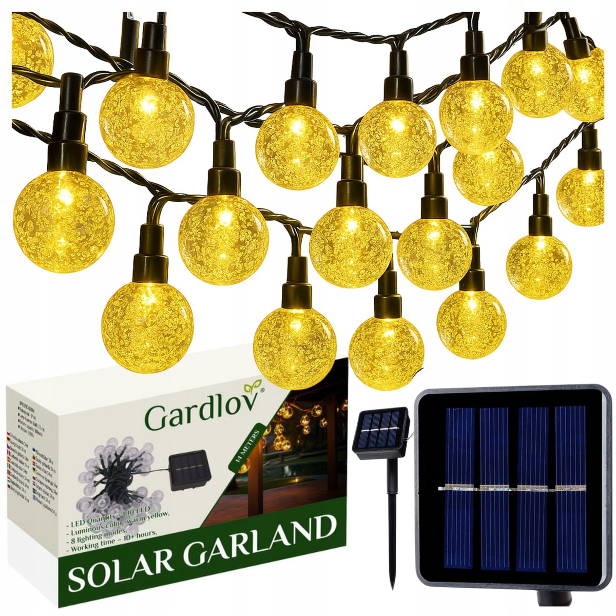 Girlanda Ogrodowa Świetlna Ozdobne Lampki Zewnetrzne Solarne Kule do Ogrodu