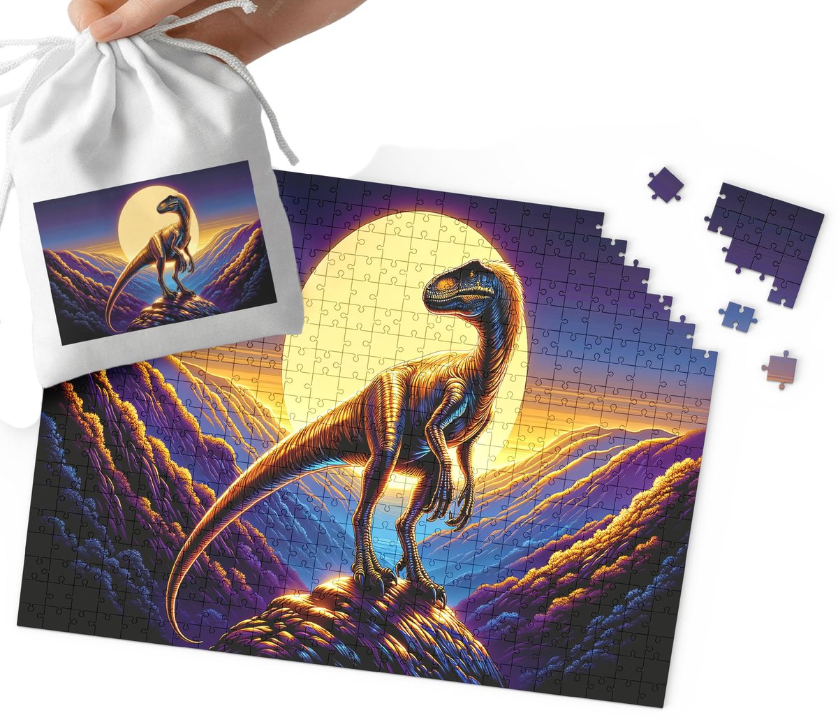 Puzzle Tradycyjne - Dino Dinozaury Wzory Prezent Na Święta 70El + Woreczek
