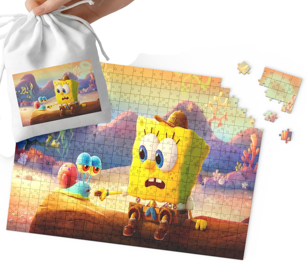 Puzzle - Spongebob Wzory Z Bajek I Gier Prezent Dla Dzieci 70El + Woreczek