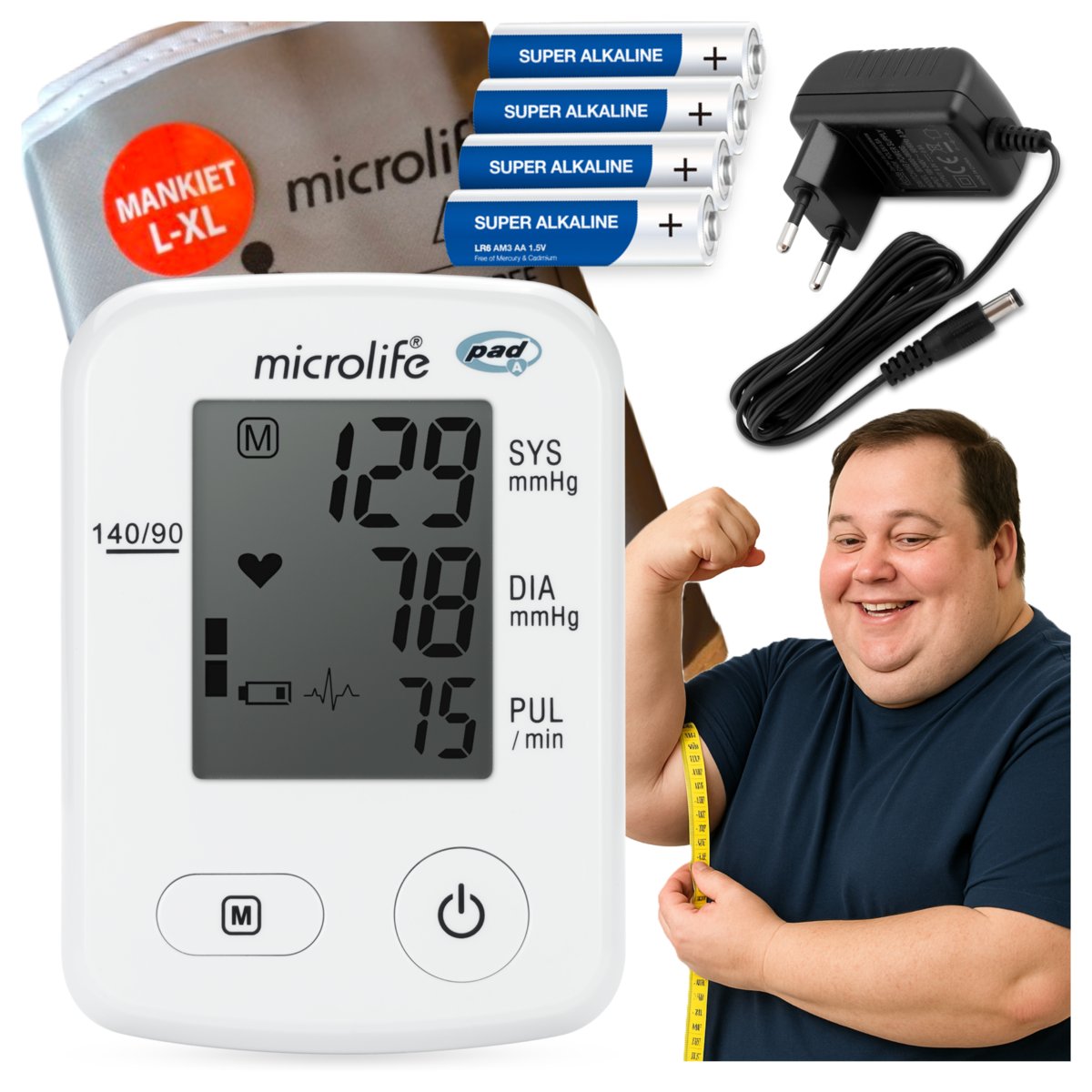 L-XL 32-52cm CIŚNIENIOMIERZ Z BARDZO DUŻYM MANKIETEM MICROLIFE A2 +ZASILACZ