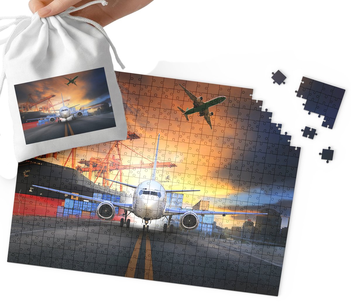 Puzzle Tradycyjne - Samolot Odrzutowiec Wzory Dla Chłopca 252El + Woreczek