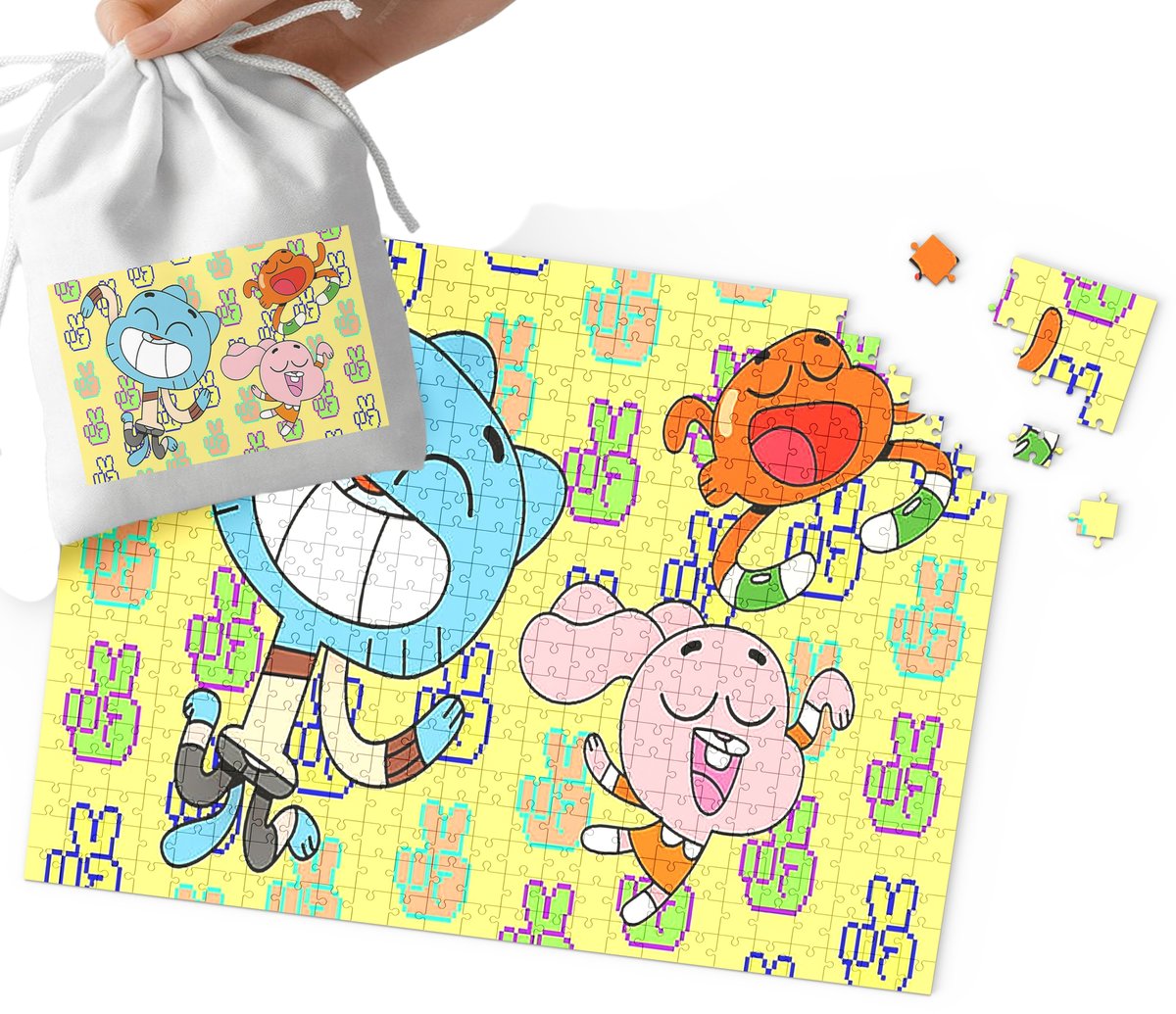 Puzzle - Gumball Wzory Z Bajek I Gier Prezent Dla Dzieci 70El + Woreczek