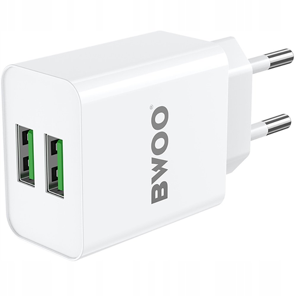 UNIWERSALNA ŁADOWARKA SIECIOWA ADAPTER 2,4A 2 X USB 2w1 BWOO
