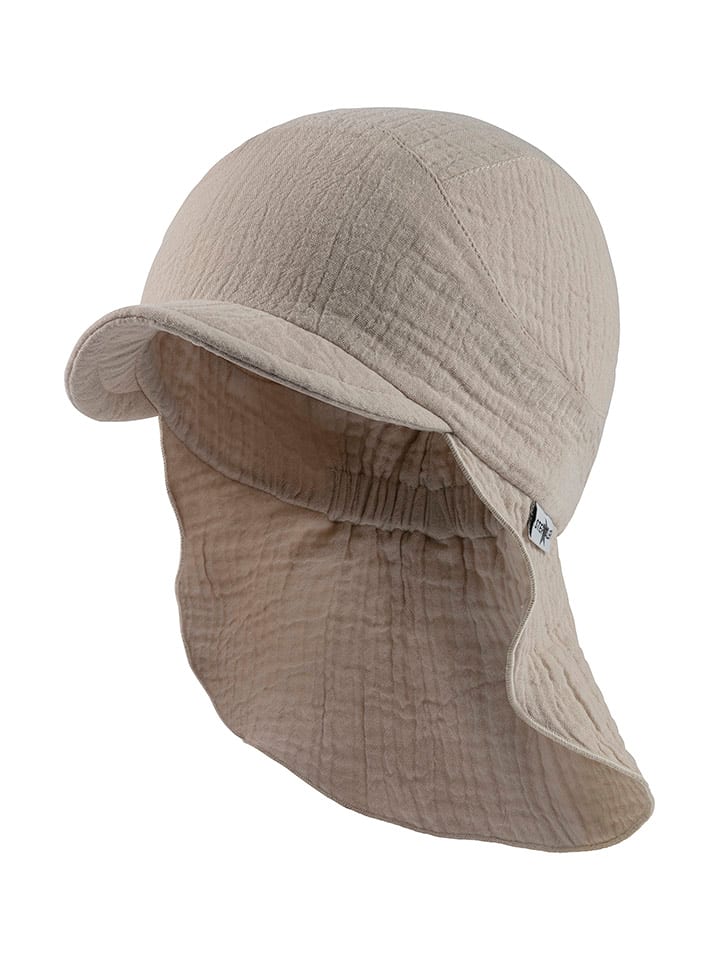 Sterntaler Czapka w kolorze beżowym z osłoną karku