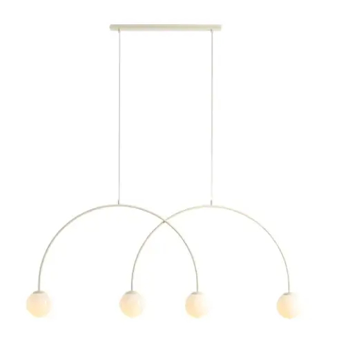 Łukowa lampa wisząca UNA 1116L9_L okrągła szklana beżowa biała