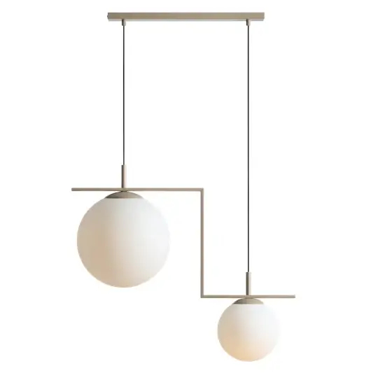 Kulista lampa wisząca ZAC 1038H17_2 do jadalni szklana biała beżowa