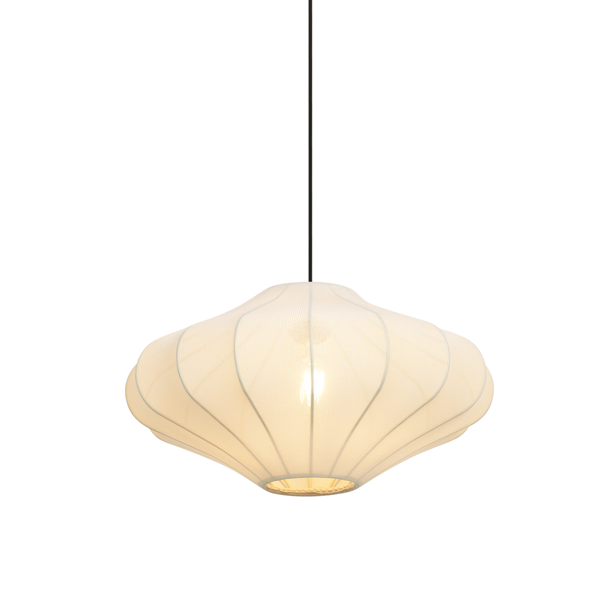 QAZQA Lampa wisząca Japandi beżowa z materiałowym abażurem 50 cm - Plu