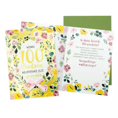 Kukartka Karnet B6 Urodziny 100 (kwiaty)