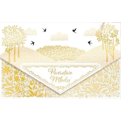 Karnet koperta A5 Ślub Złota łąka
