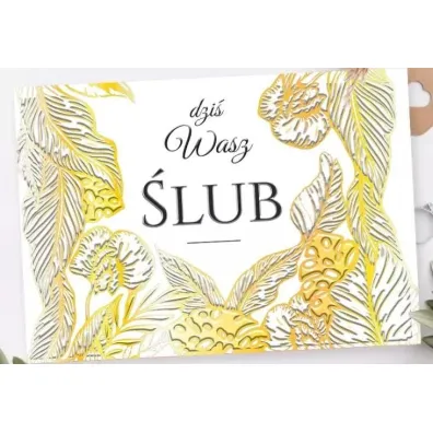 Karnet A5 Ślub Złote liście