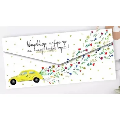 Koperta Ślub Żółte auto