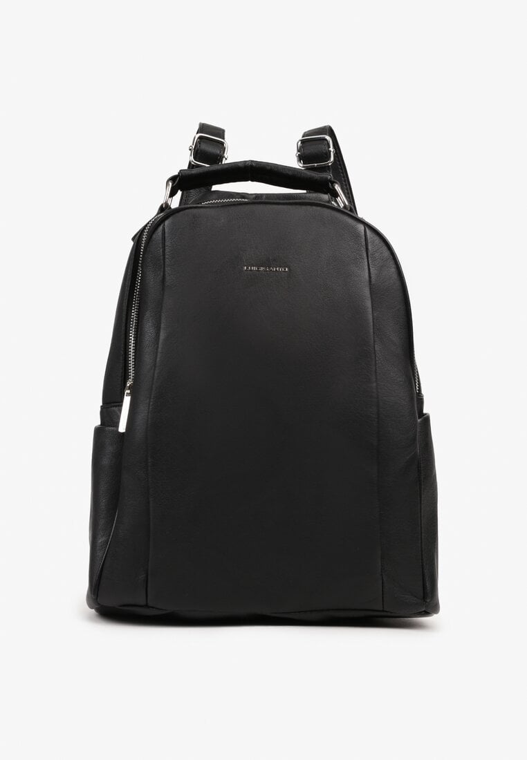 Czarny Dwukomorowy Plecak o Trapezowym Kształcie z Rączką Reilitte