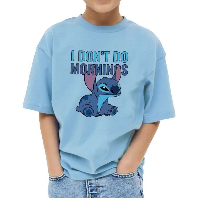 KOSZULKA BŁĘKITNA Na Prezent Urodziny STICH Don't Do Mornings Wzory - 134