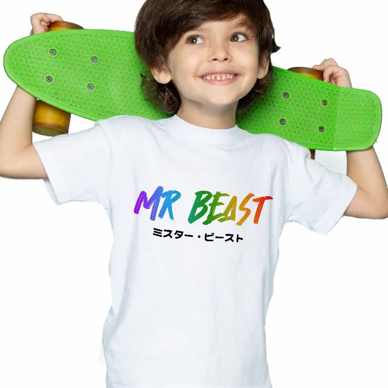 Koszulka Dziecięca Biała Dla Fana MR BEAST Wz 134