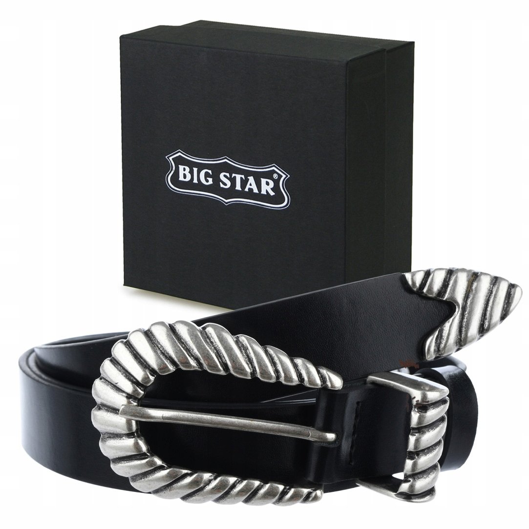 Pasek Skórzany Damski Big Star Do Spodni Czarny Ii675021 +Etui 80/95 Cm