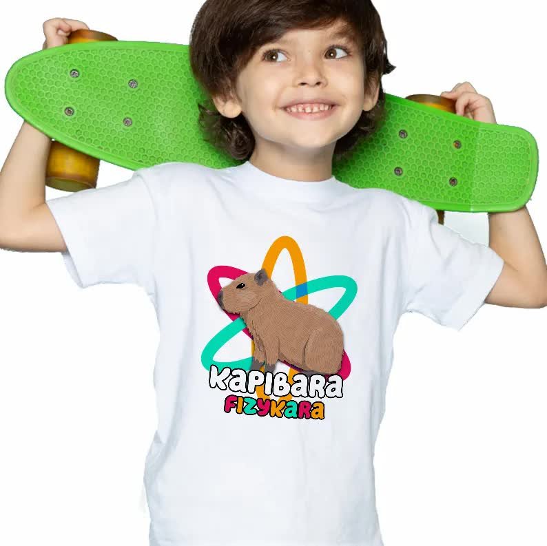 Koszulka T-Shirt Biała KAPIBARA FIZYKARA Wzory 134