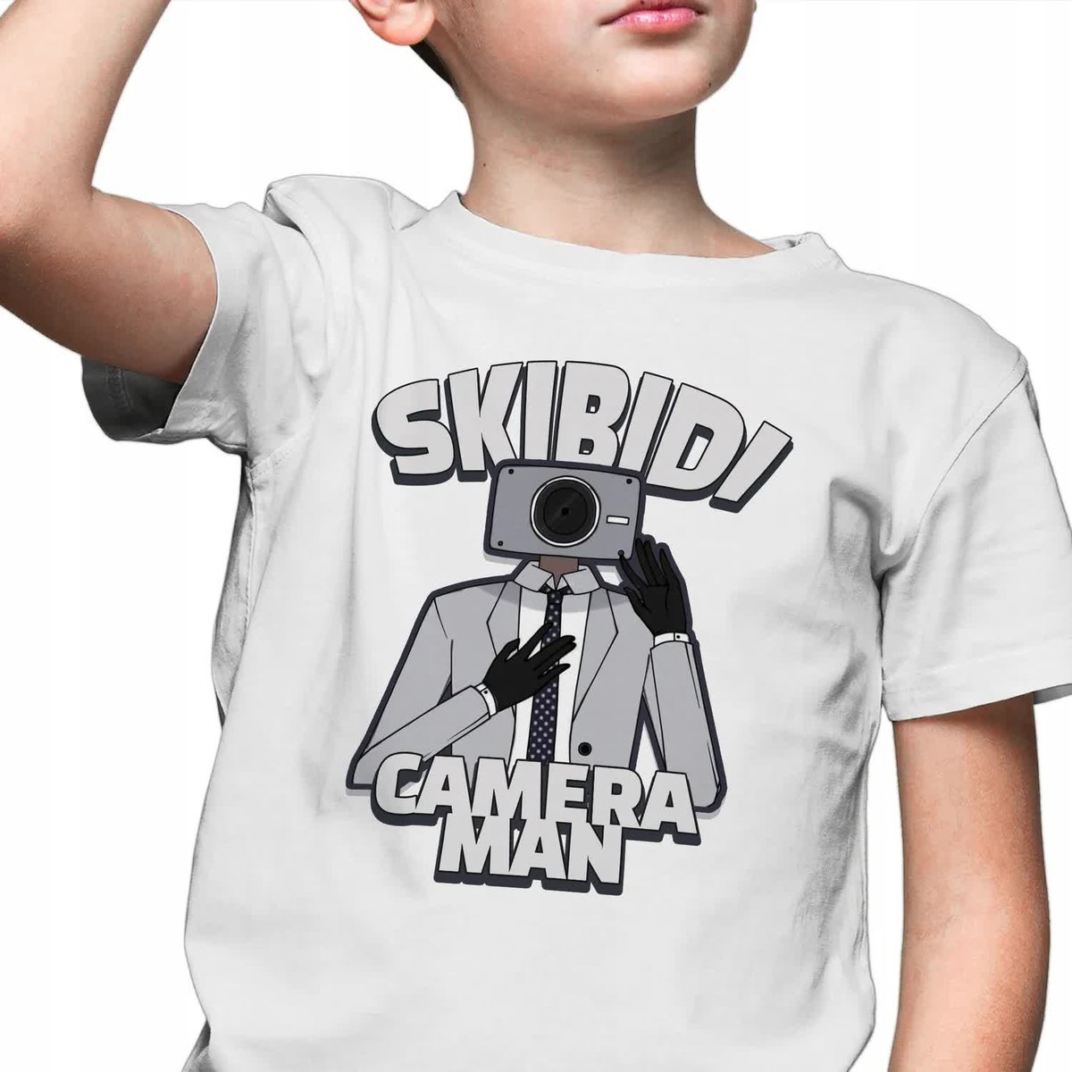 KOSZULKA Biała T-SHIRT dla DZIECI Camera MAN SKIBIDI TOILET Różne Wzory 146