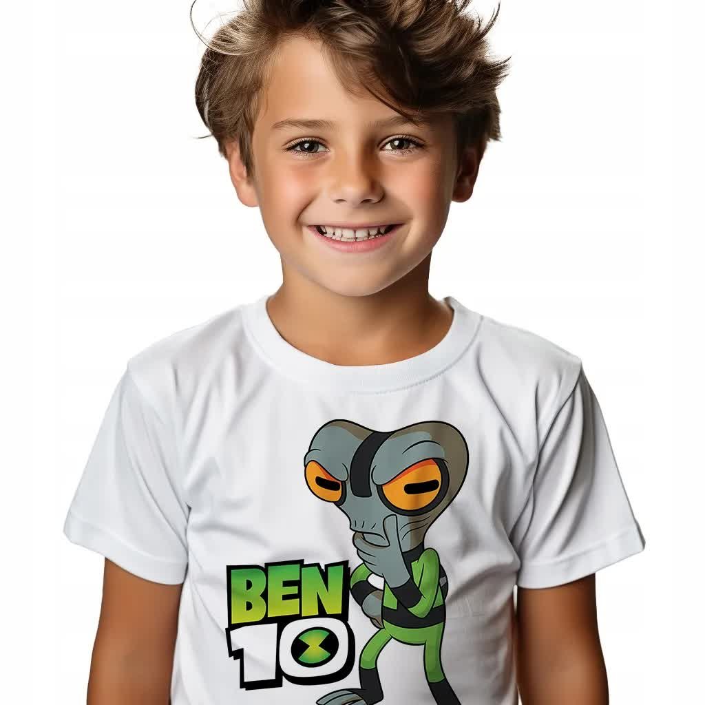 KOSZULKA T-SHIRT BIAŁY PREZENT DLA FANA BEN 10 SZARA KOMÓRKA ROZMIAR 134 WZ