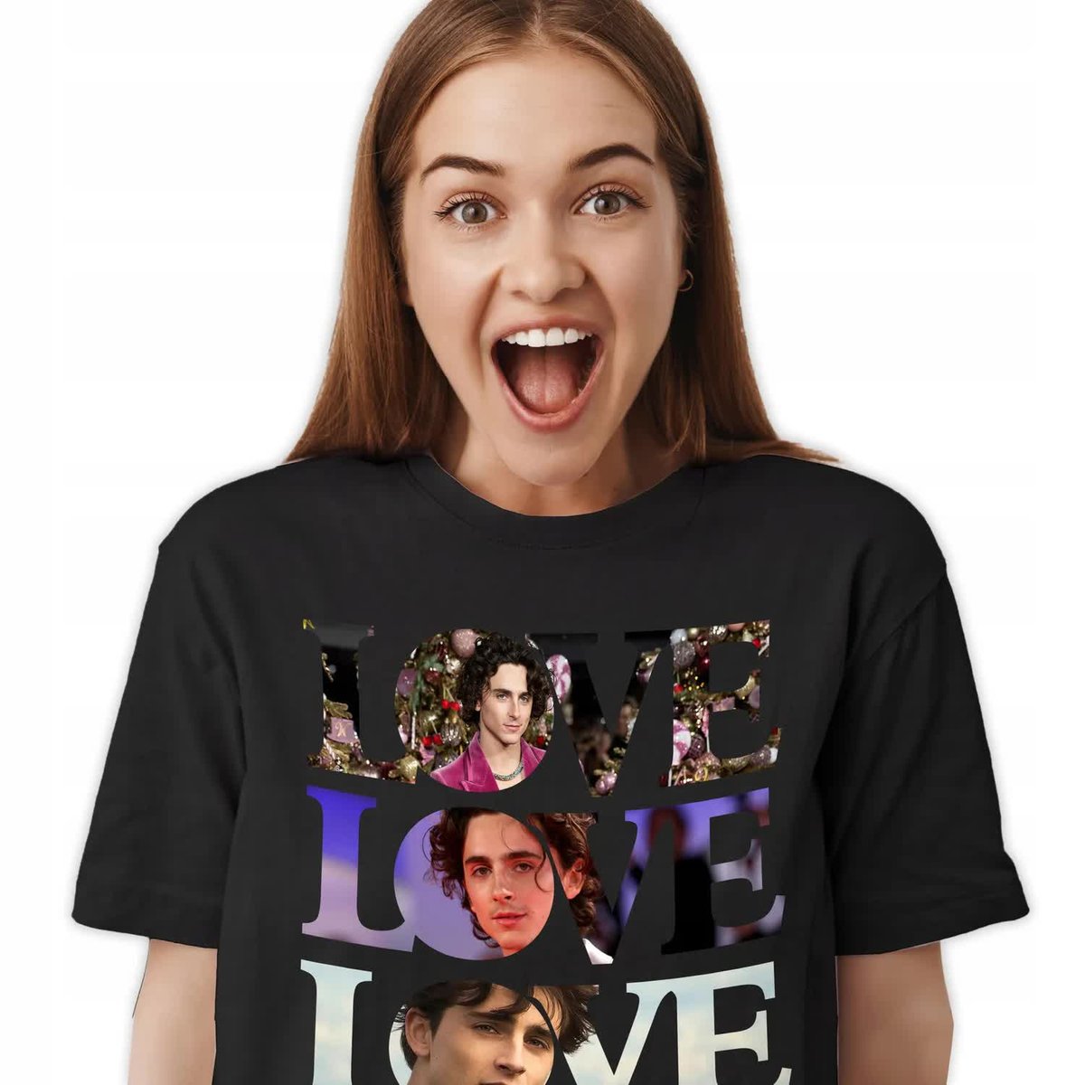 KOSZULKA CZARNY STYLOWA MODNA Z AKTOREM TIMOTHEE CHALAMET ROZMIAR - M WZORY