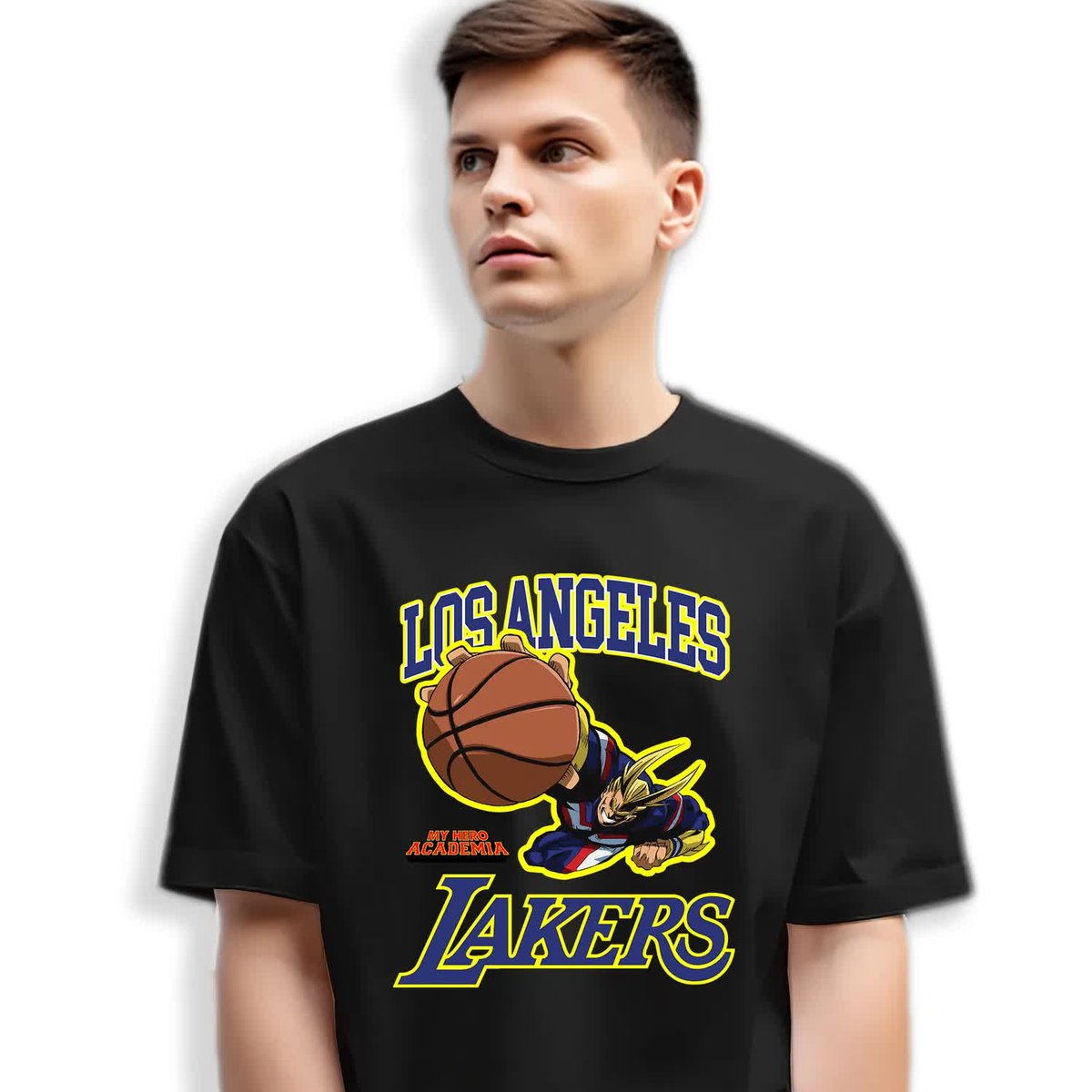Koszulka Czarna Męska T-Shirt LOS ANGELES LAKERS Koszykówka Sportowe Wz - S