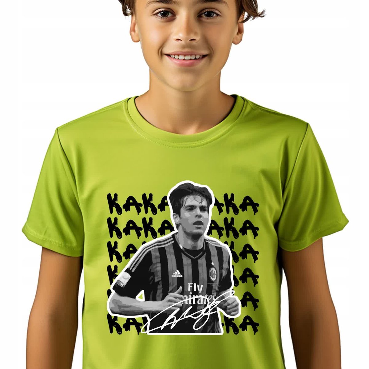 T-SHIRT KOSZULKA DZIECIĘCA LIMETKA 146cm Kaka Legenda Piłkarze Piłka Wzory