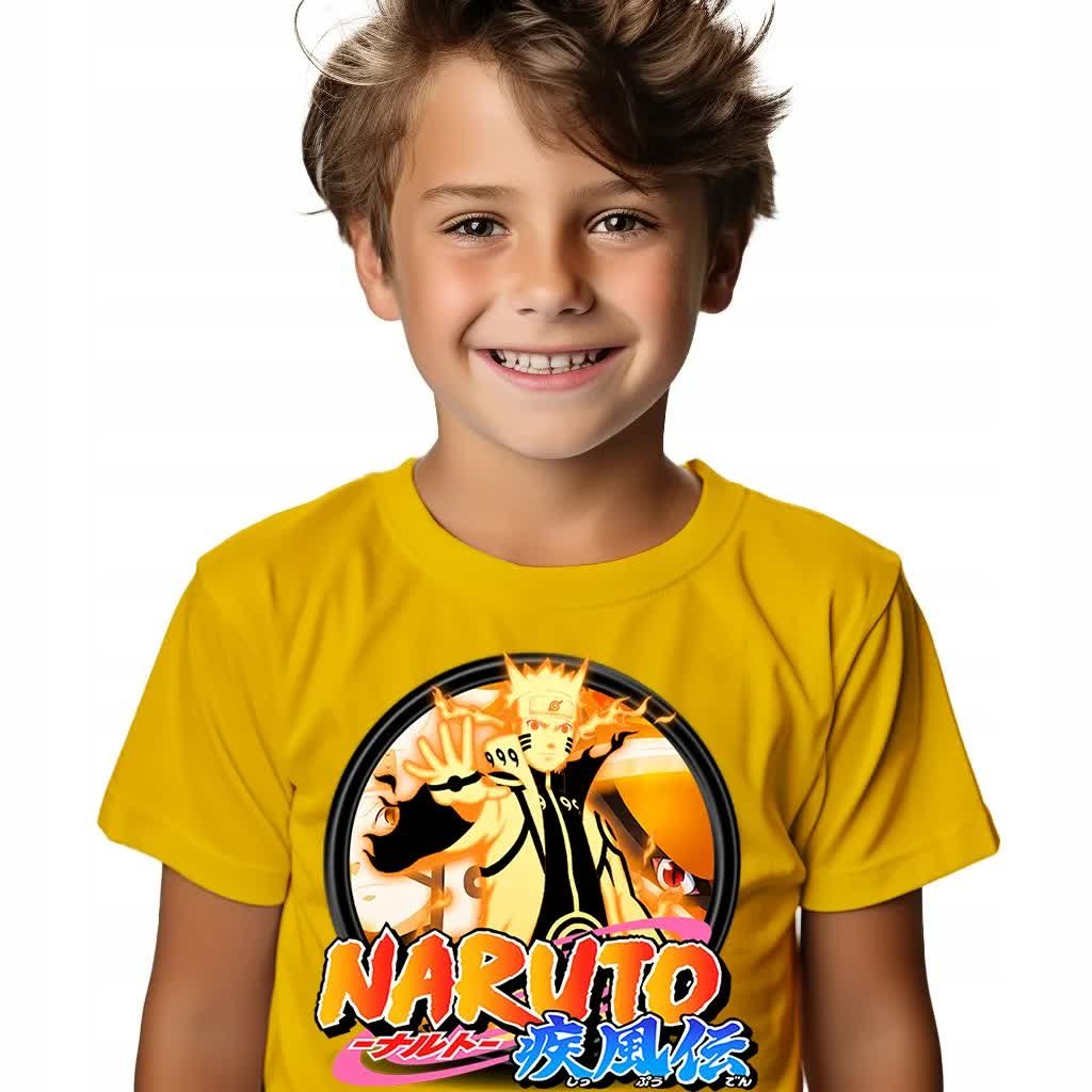 KOSZULKA T-SHIRT DZIECIĘCA ŻÓŁTY PREZENT NA URODZINY NARUTO ROZMIAR 146 WZ