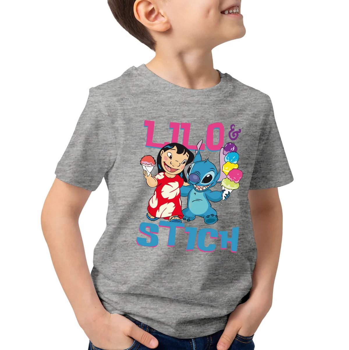 Dziecięca Koszulka Szara LILO & STICH Wz - 146