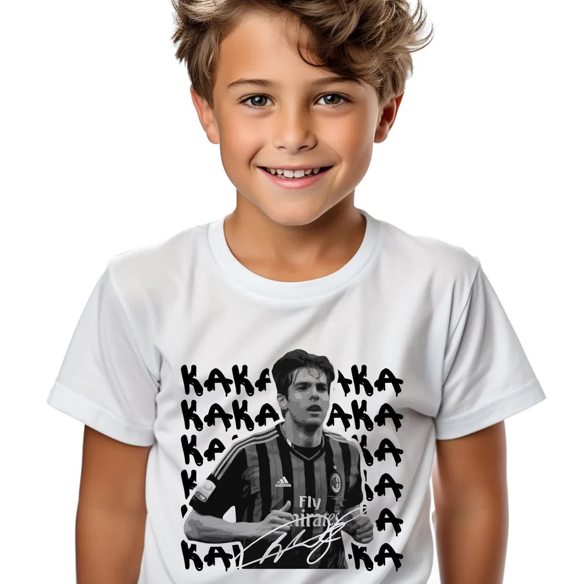 T-SHIRT KOSZULKA DZIECIĘCA BIAŁY 134cm Kaka Legenda Piłkarze Piłka Wzory