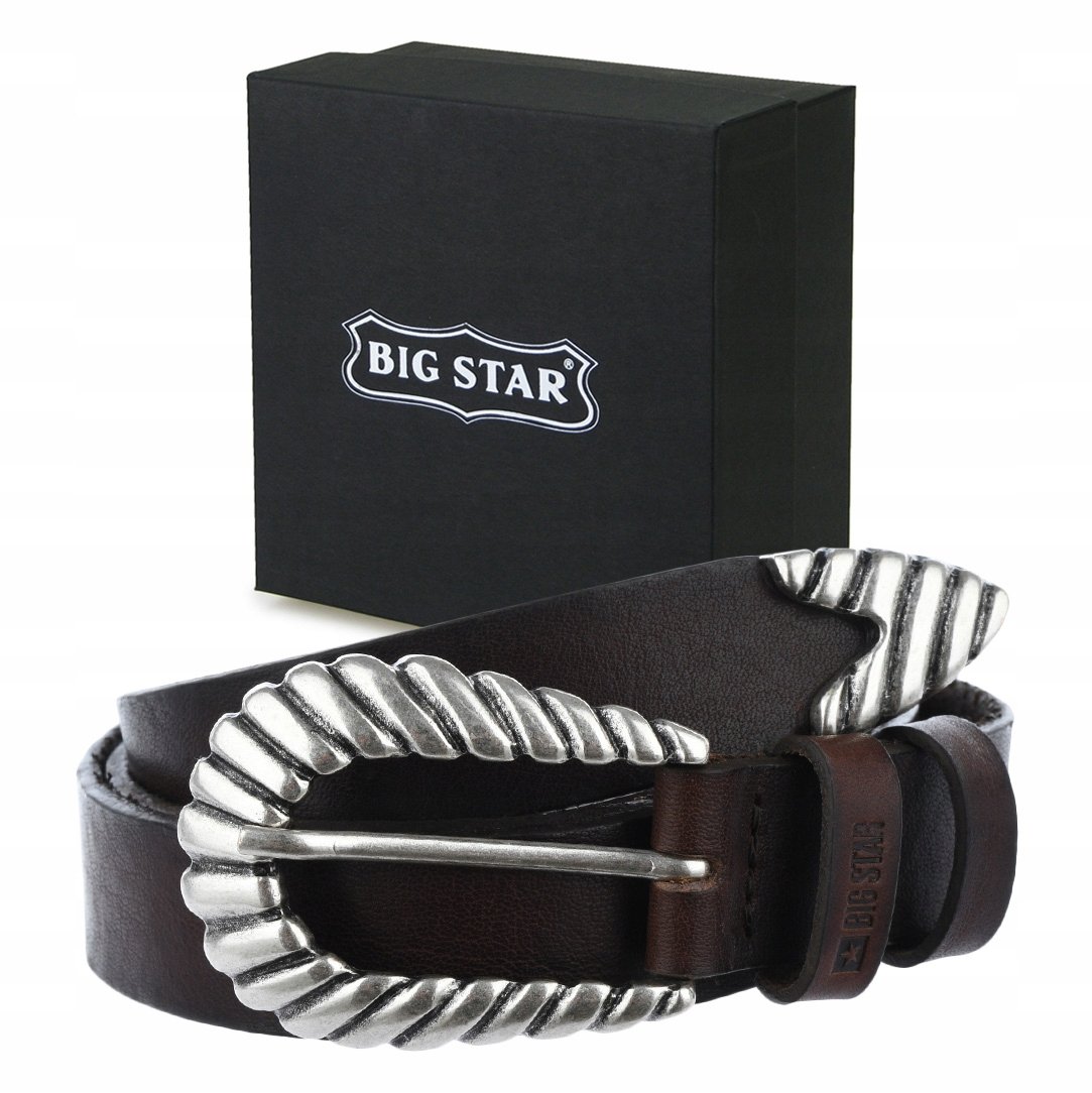 Pasek Skórzany Damski Big Star Do Spodni Brązowy +Etui 90/105 Cm