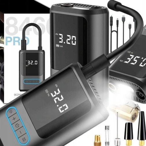 KOMPRESOR SAMOCHODOWY MINI POMPKA ELEKTRYCZNA PRZENOŚNA DO OPON POWERBANK