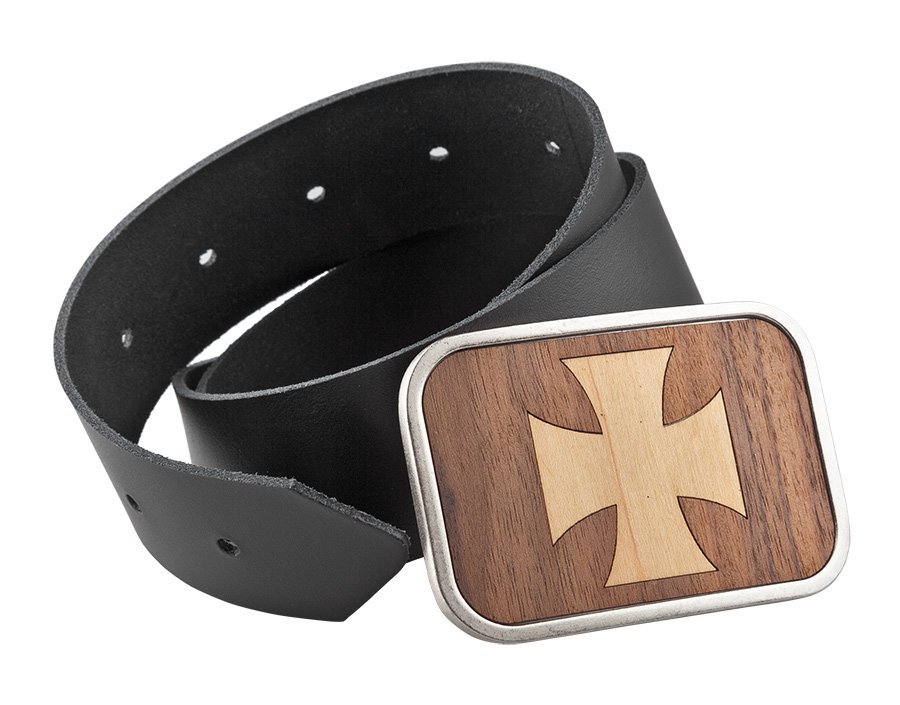 pasek z klamrą IRON CROSS MARQUETRY WALNUT/MAPLE-M