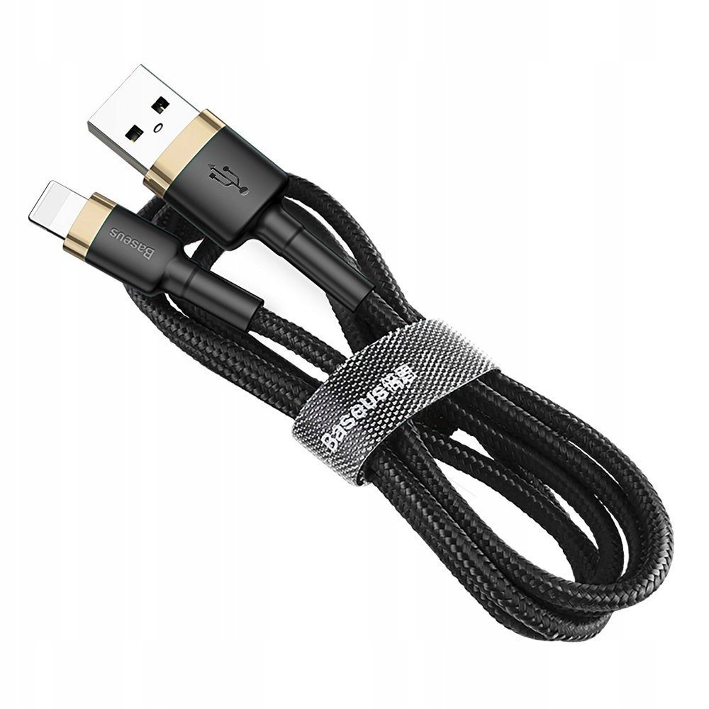 Wytrzymały kabel przewód w oplocie USB do iPhone Lightning QC3 1m - czarno-