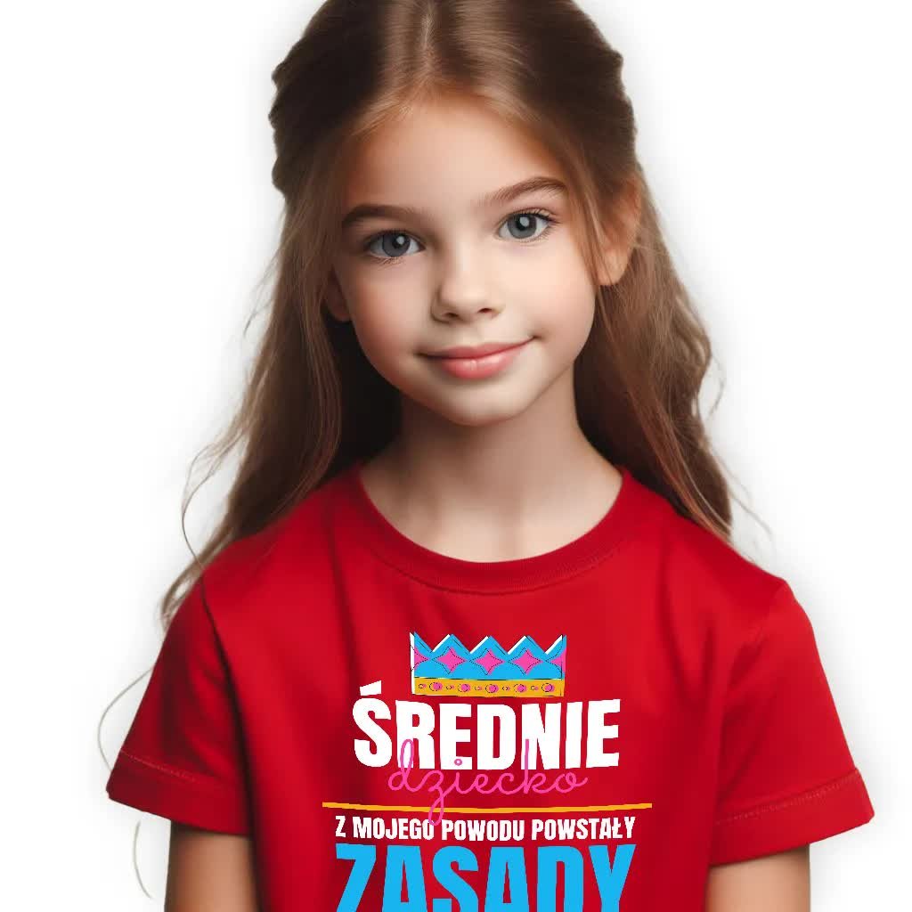 KOSZULKA Czerwona Dziecięca ŚREDNIE Dziecko Śmieszny Wzór IMIĘ - 146 cm