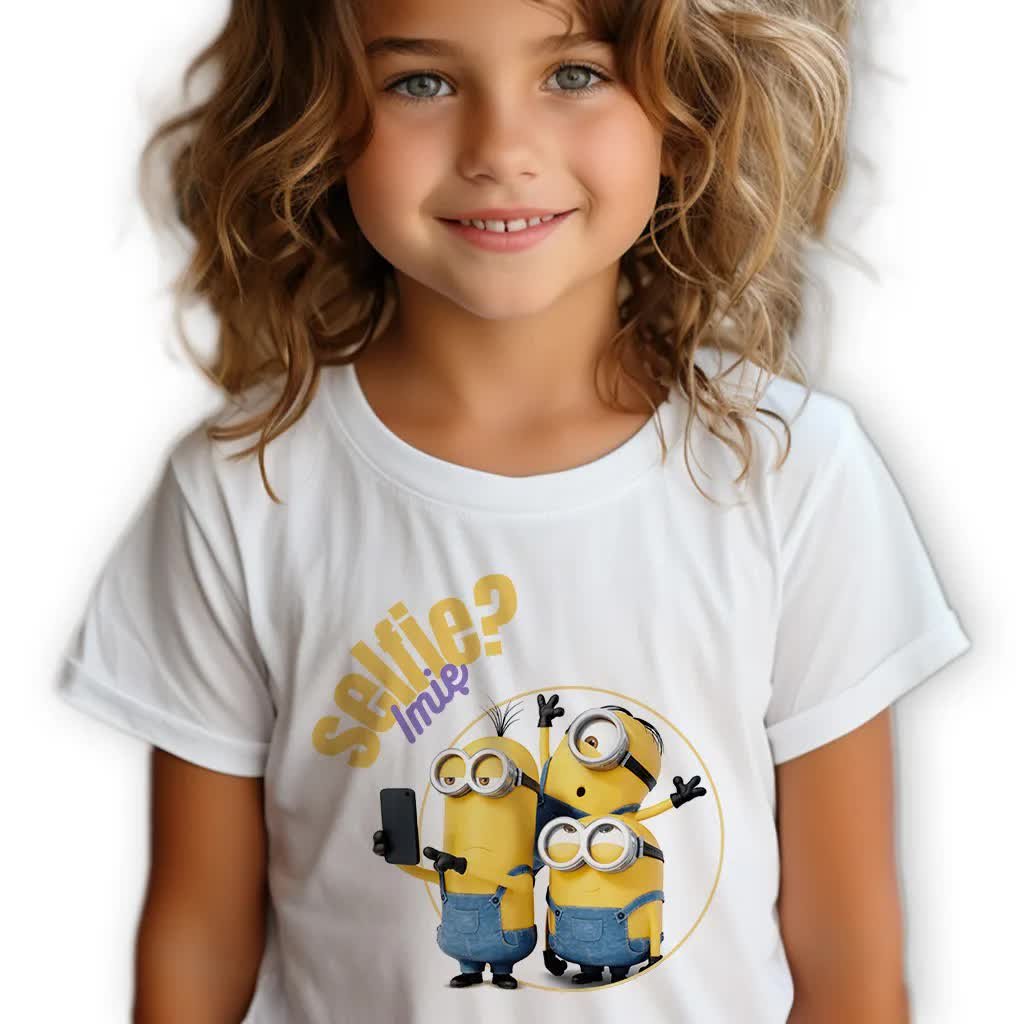 Koszulka Dziecięca Biała SELFIE MINIONS? *TWOJE IMIĘ* Rozmiar 134-140 cm