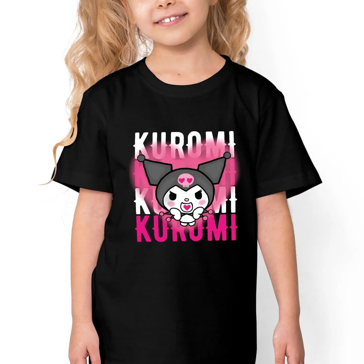 KOSZULKA DZIECIĘCA Czarna Na Prezent Dla Fana KUROMI Anime Wzory - 146