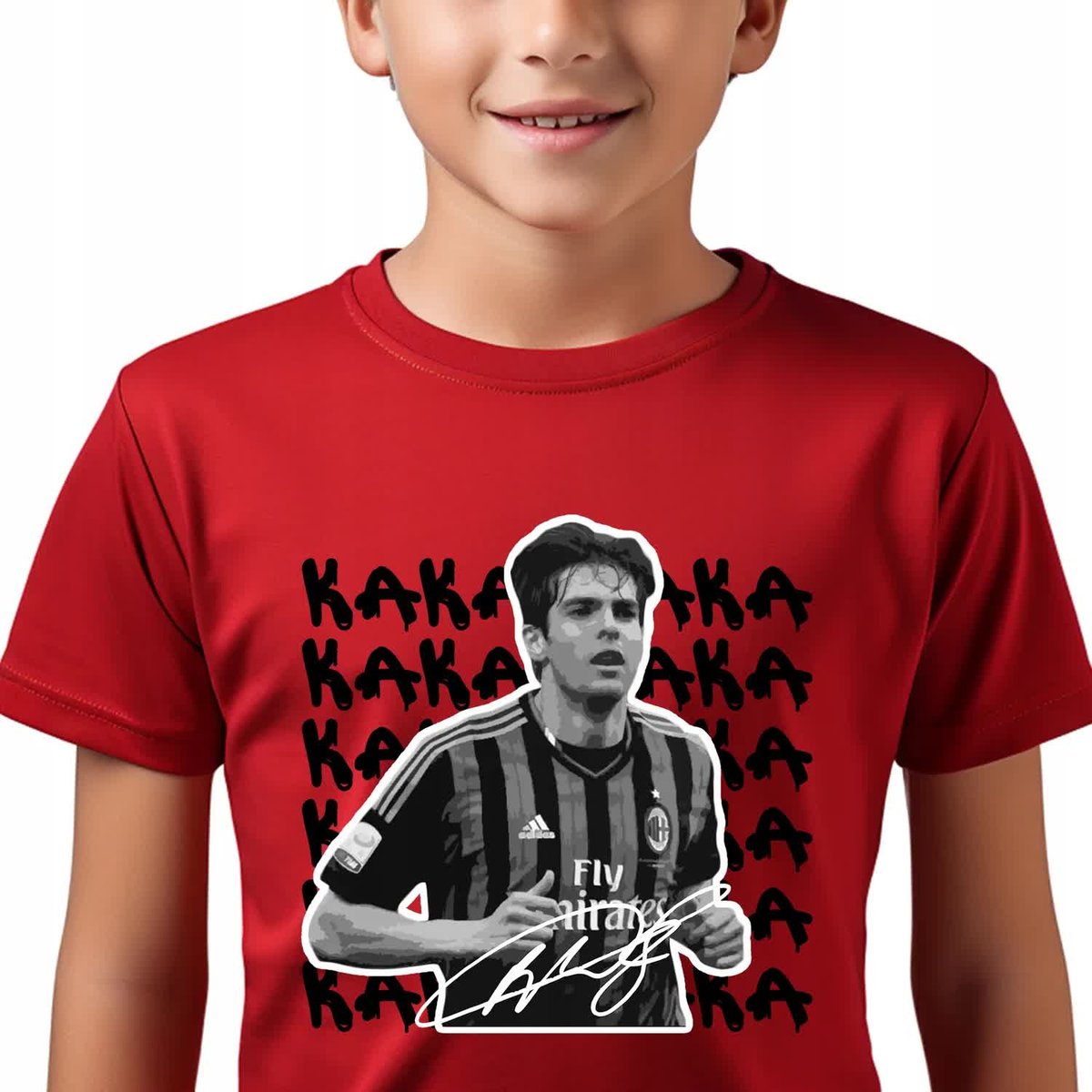 T-SHIRT KOSZULKA DZIECIĘCA CZERWONY 146cm Kaka Legenda Piłkarze Piłka Wzory