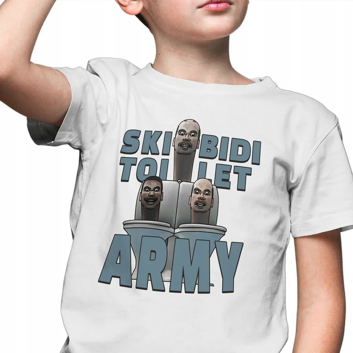 KOSZULKA Dziecięca Biała T-SHIRT Śmieszny Prezent SKIBIDI TOILET Wzory 134