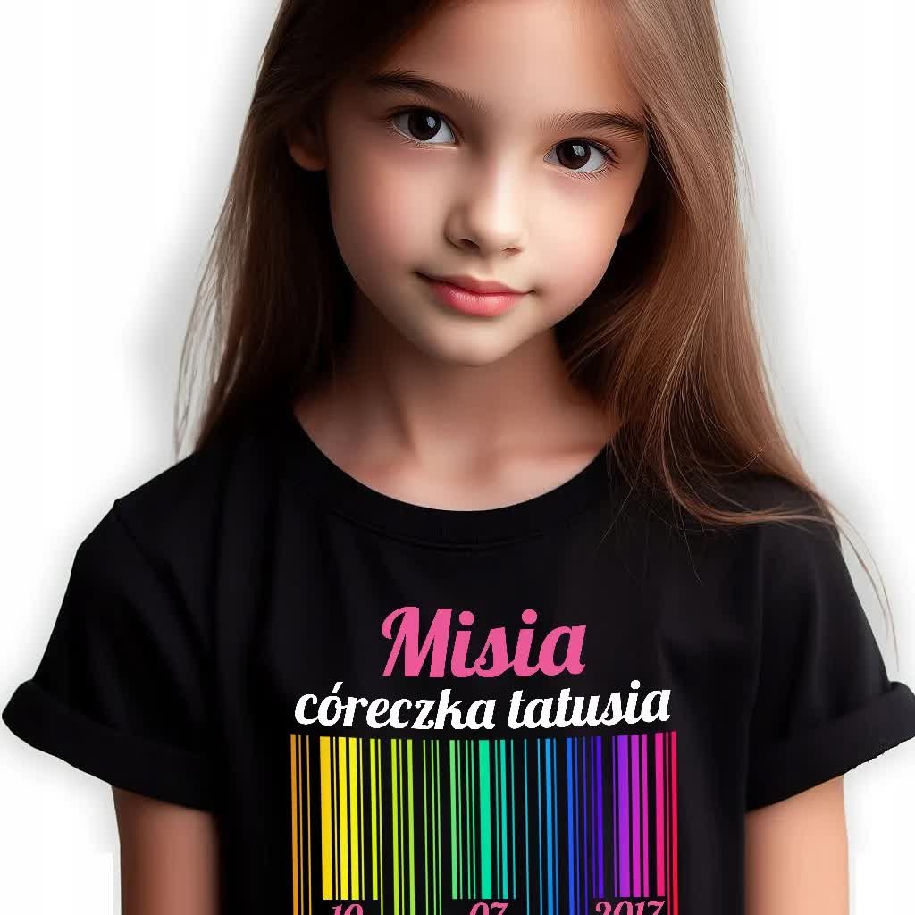 KOSZULKA DZIECIĘCA Czarna Własne IMIĘ CÓRECZKA TATUSIA Kreator - 134 cm