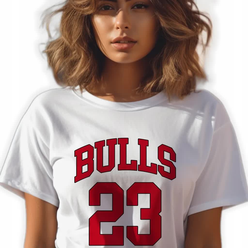 Koszulka Biała Damska T-Shirt BULLS 23 Koszykówka Sportowa Wzory - XXL