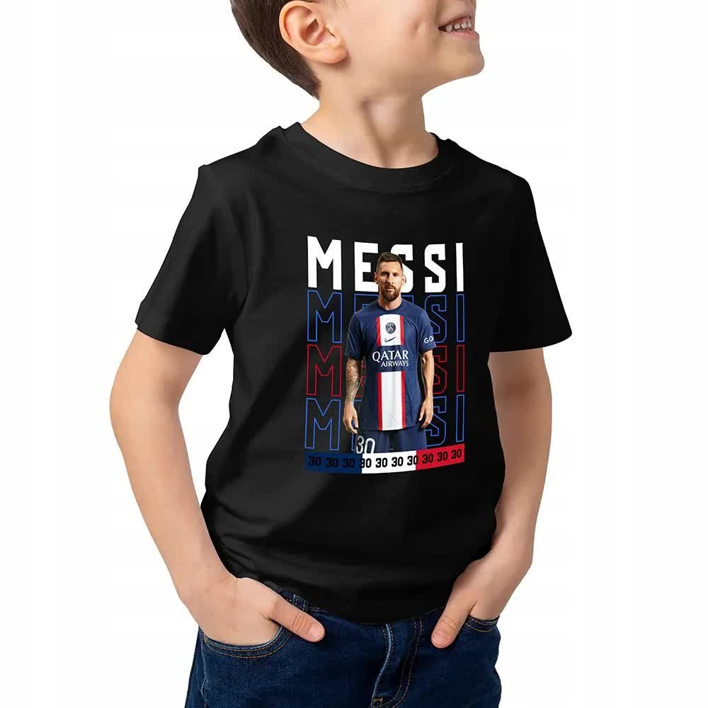Koszulka Dziecięca Czarna Dla Fana MESSI Wzory 134