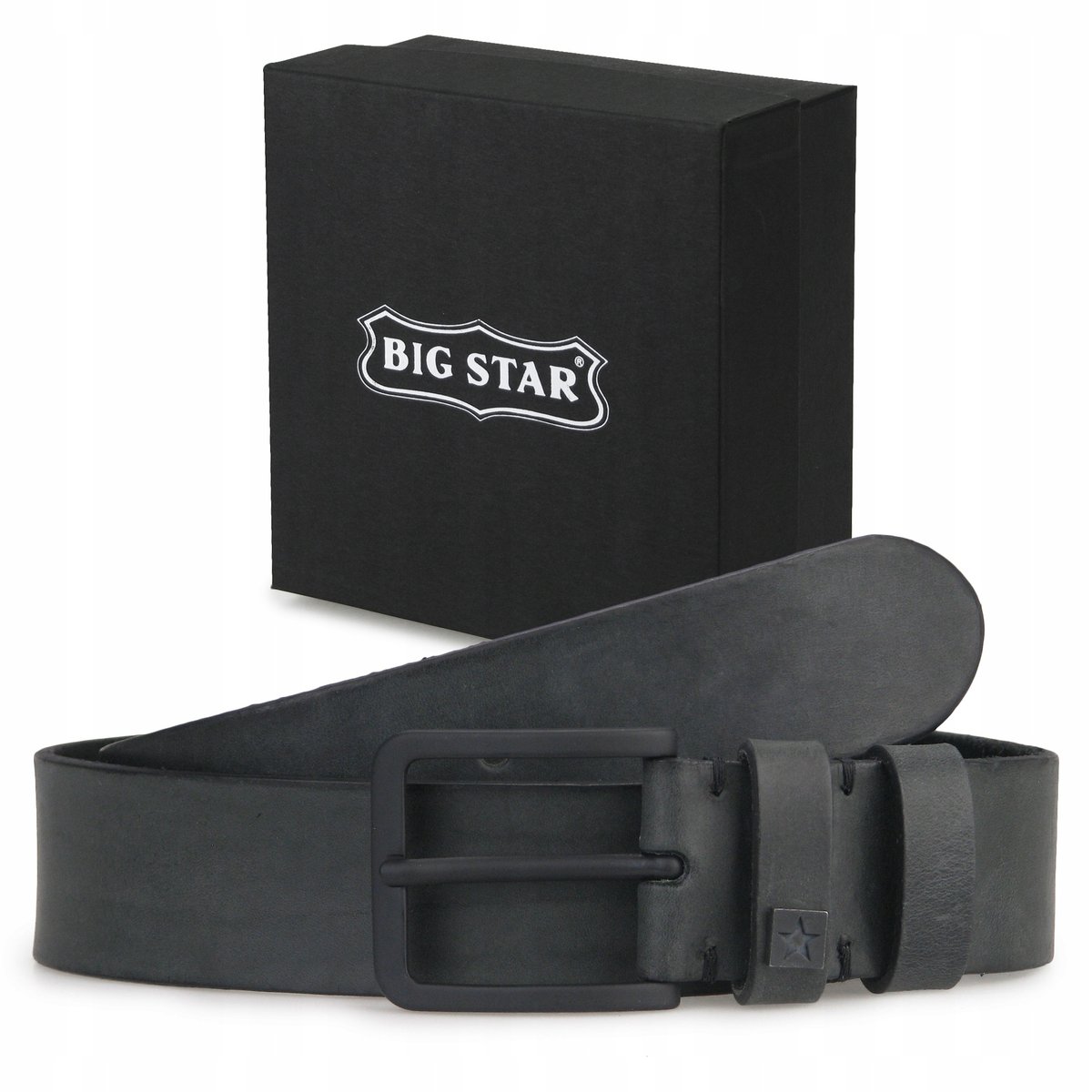 Pasek Skórzany Męski Big Star Do Spodni Szary + Etui 90/105Cm