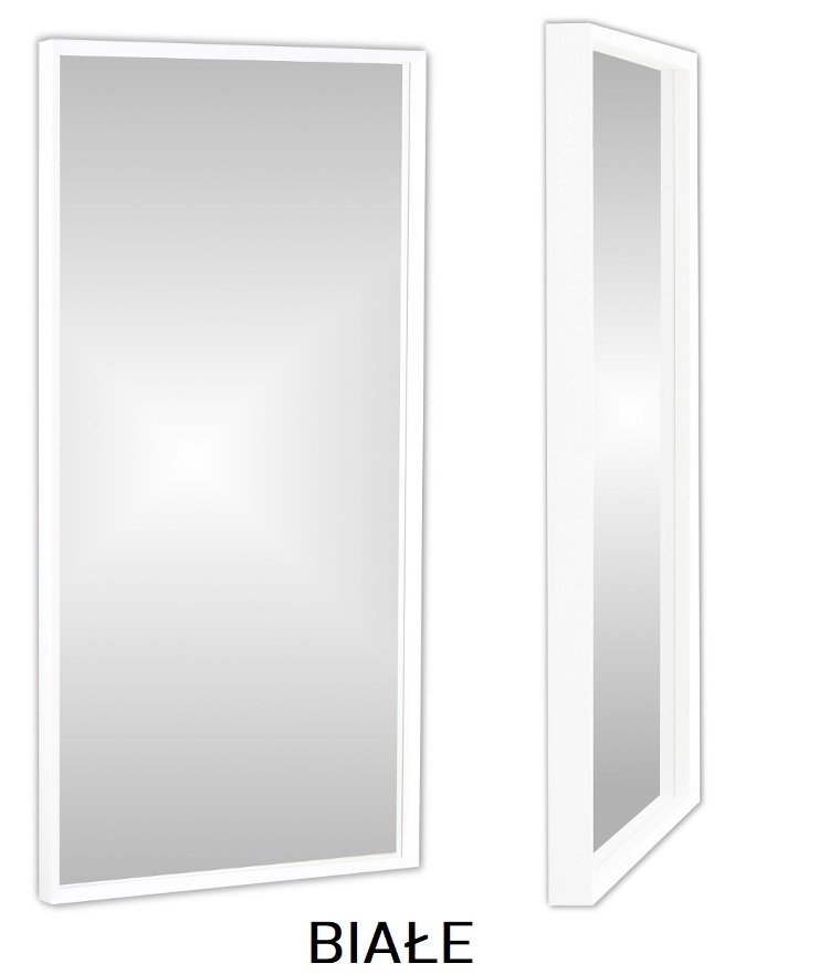 Lustro wąska kasetonowa rama MDF 120x60 białe PREMIUM