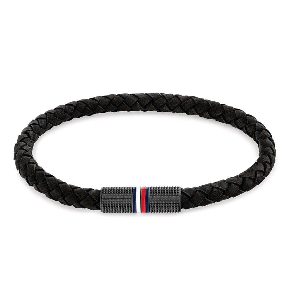 Tommy Hilfiger Biżuteria Męska: Czarna Bransoletka Z Logo - Elegancki Dodatek Dla Mężczyzn