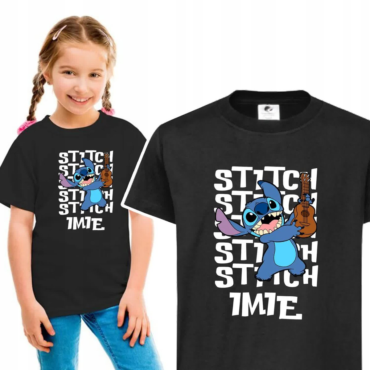 Koszulka Dziecięca 134-140 Lilo i Stitch Czarna Wz