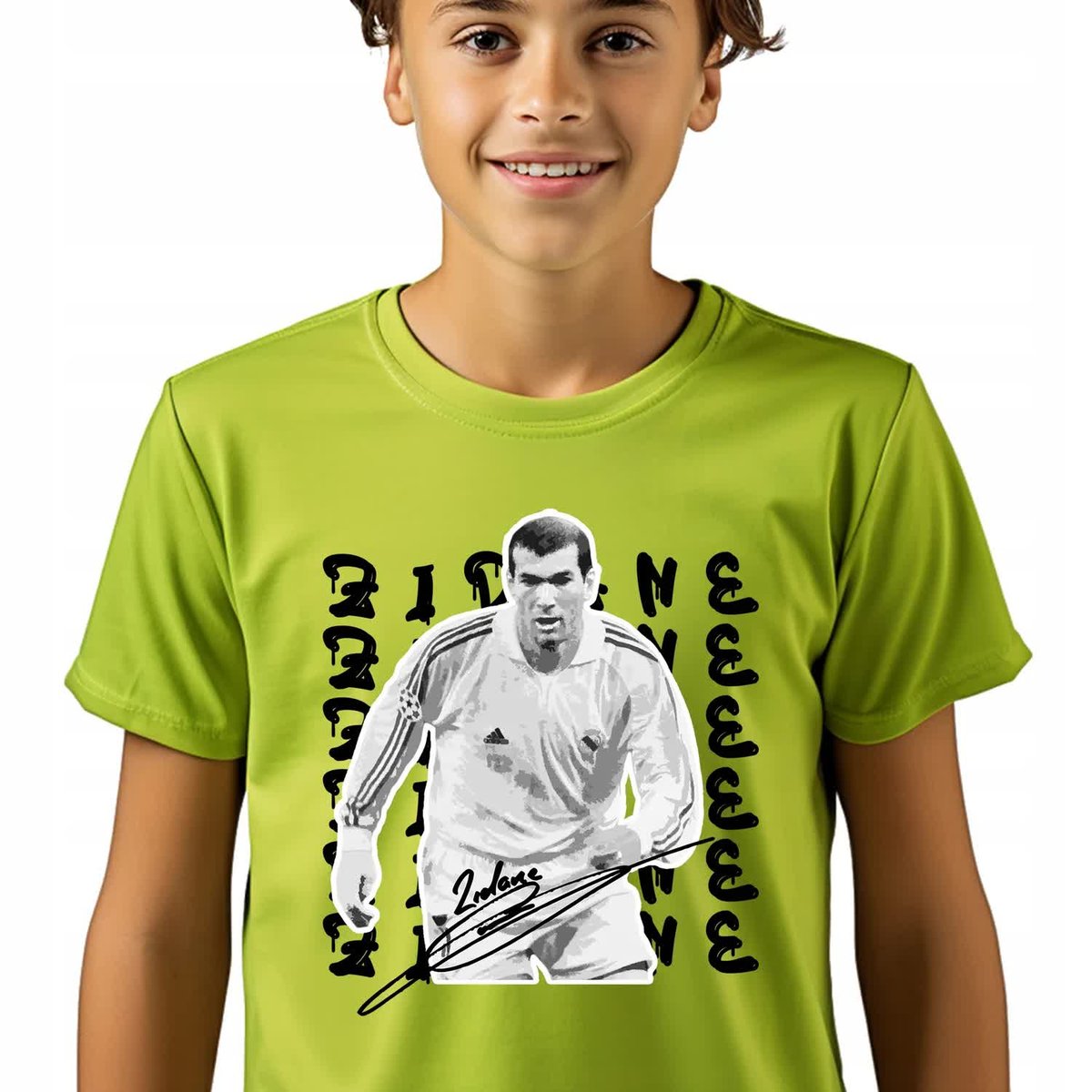 T-SHIRT KOSZULKA DZIECIĘCA LIMETKA 134cm Piłkarze Piłka Nożna Zidane Wzory
